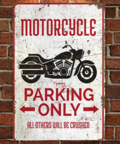 Motorcycle Parking Personalized Metal Sign Motorcycle Gift Motorbike Lover Premium Quality Rustic Metal Sign