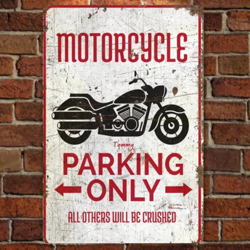 Motorcycle Parking Personalized Metal Sign Motorcycle Gift Motorbike Lover Premium Quality Rustic Metal Sign