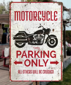 Motorcycle Parking Personalized Metal Sign Motorcycle Gift Motorbike Lover Premium Quality Rustic Metal Sign