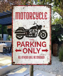 Motorcycle Parking Personalized Metal Sign Motorcycle Gift Motorbike Lover Premium Quality Rustic Metal Sign