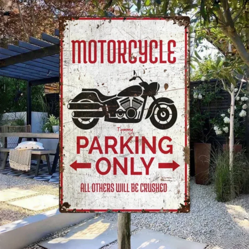 Motorcycle Parking Personalized Metal Sign Motorcycle Gift Motorbike Lover Premium Quality Rustic Metal Sign