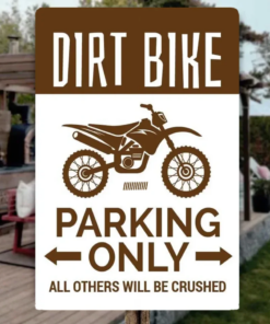 Dirt Bike Parking Metal Sign Gift for Biker, Motorbike Lover Quality Aluminum Bike Signs