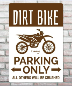 Dirt Bike Parking Metal Sign Gift for Biker, Motorbike Lover Quality Aluminum Bike Signs