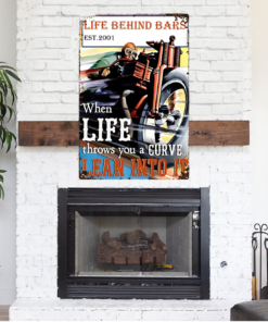 Life Behind Bars Biker Vertical Metal Sign Motorcycle Lover Creative Iron Sheet