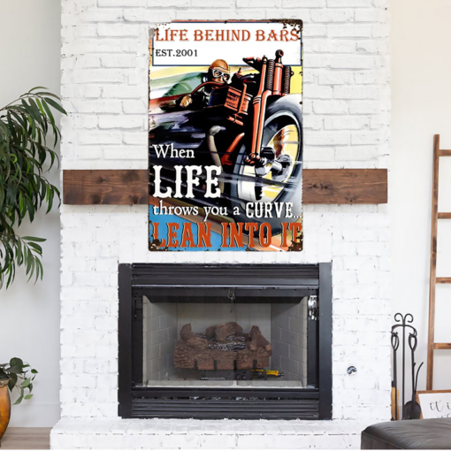 Life Behind Bars Biker Vertical Metal Sign Motorcycle Lover Creative Iron Sheet