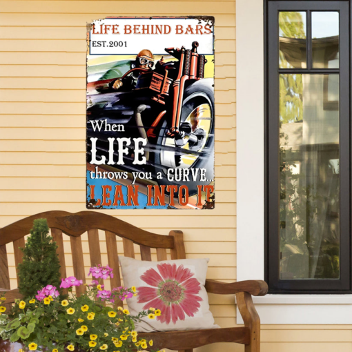 Life Behind Bars Biker Vertical Metal Sign Motorcycle Lover Creative Iron Sheet