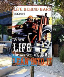 Life Behind Bars Biker Vertical Metal Sign Motorcycle Lover Creative Iron Sheet