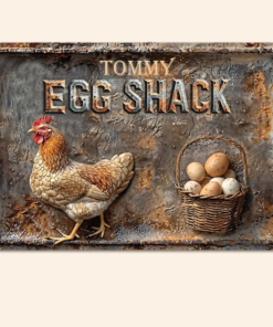 Your Egg Shack Personalized Chicken Rectangle Metal Sign Gift For Famer, Chicken Lover