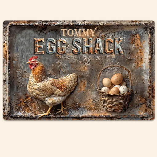 Your Egg Shack Personalized Chicken Rectangle Metal Sign Gift For Famer, Chicken Lover