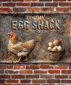 Your Egg Shack Personalized Chicken Rectangle Metal Sign Gift For Famer, Chicken Lover