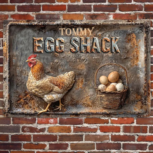 Your Egg Shack Personalized Chicken Rectangle Metal Sign Gift For Famer, Chicken Lover