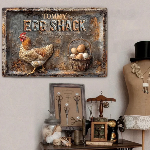 Your Egg Shack Personalized Chicken Rectangle Metal Sign Gift For Famer, Chicken Lover