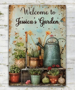 Rectangle Welcome To My Garden Personalized Gardening Metal Sign