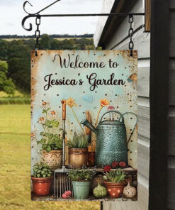 Rectangle Welcome To My Garden Personalized Gardening Metal Sign