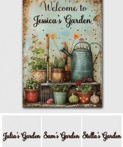 Rectangle Welcome To My Garden Personalized Gardening Metal Sign