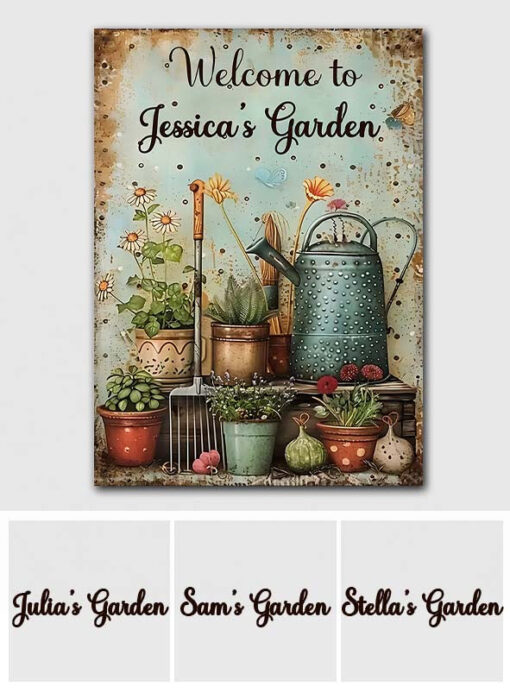 Rectangle Welcome To My Garden Personalized Gardening Metal Sign