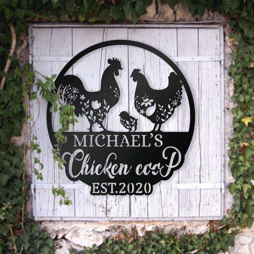 Personalized Farm Chicken Coop Metal Sign Farming Creative Iron Sheet Chicken Lover Gift