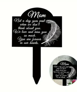 Elegant Black Acrylic Memorial Plaque Stake Waterproof, Durable Cemetery Sign for Sympathy & Remembrance, Perfect for Outdoor Patio & Garden Decor, Memorial Day Decorations