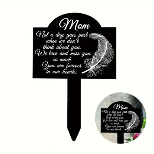 Elegant Black Acrylic Memorial Plaque Stake Waterproof, Durable Cemetery Sign for Sympathy & Remembrance, Perfect for Outdoor Patio & Garden Decor, Memorial Day Decorations