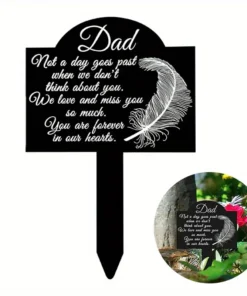 Elegant Black Acrylic Memorial Plaque Stake Waterproof, Durable Cemetery Sign for Sympathy & Remembrance, Perfect for Outdoor Patio & Garden Decor, Memorial Day Decorations