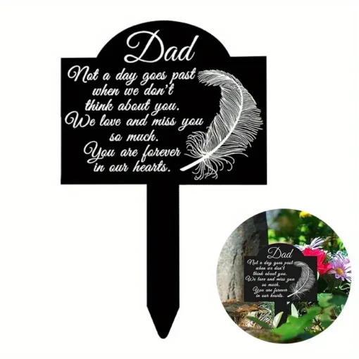 Elegant Black Acrylic Memorial Plaque Stake Waterproof, Durable Cemetery Sign for Sympathy & Remembrance, Perfect for Outdoor Patio & Garden Decor, Memorial Day Decorations