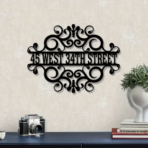 Custom Metal Address Sign with House Numbers Durable Wall Art for Exterior Home and Garden Decor, Personalized Family Name Easy Wall Mount, No Electricity Needed