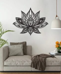 Lotus Mandala Metal Art Laser Cut Metal Signs Dcor for Room Gift for Yoga Lover