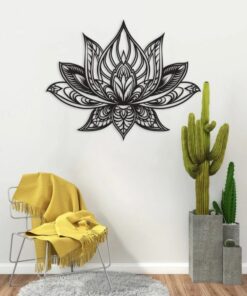 Lotus Mandala Metal Art Laser Cut Metal Signs Dcor for Room Gift for Yoga Lover