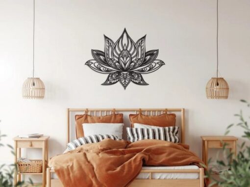 Lotus Mandala Metal Art Laser Cut Metal Signs Dcor for Room Gift for Yoga Lover