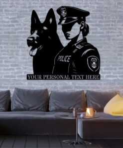 Personalized Female Police Officer Metal Sign. Custom K-9 German Shepherd Wall Decor Gift