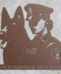 Personalized Female Police Officer Metal Sign. Custom K-9 German Shepherd Wall Decor Gift