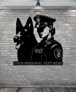 Personalized Female Police Officer Metal Sign. Custom K-9 German Shepherd Wall Decor Gift