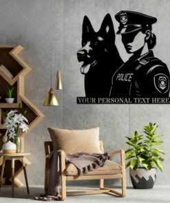 Personalized Female Police Officer Metal Sign. Custom K-9 German Shepherd Wall Decor Gift