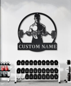 Custom Dumbbell Fitness Metal Sign LED Light