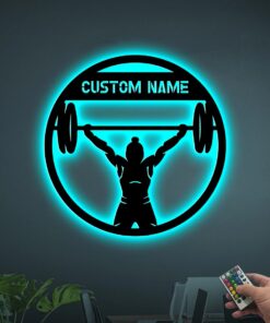 Custom Female Weightlifter Metal Sign with Led Lights