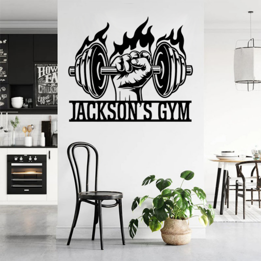 Personalized Powerlifting Sport Home Gym Metal Sign With Lights