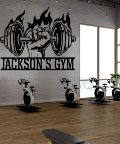 Personalized Powerlifting Sport Home Gym Metal Sign With Lights