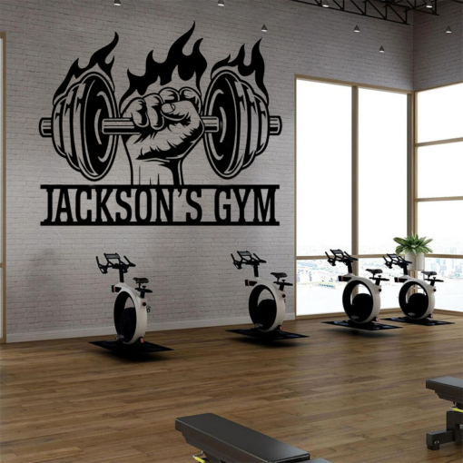 Personalized Powerlifting Sport Home Gym Metal Sign With Lights