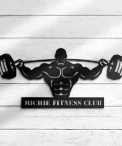 Personalized Powerlifting Bodybuilding Gym Workout Metal Sign Wall Art LED Light