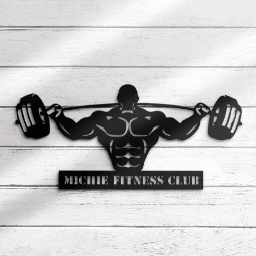 Personalized Powerlifting Bodybuilding Gym Workout Metal Sign Wall Art LED Light