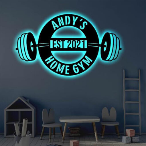 Personalized Name Home Gym LED Sign Metal Art