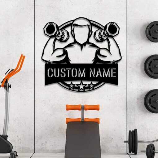 Personalized Fitness Room Home Gym Metal Sign With Led Light