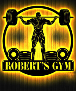 Personalized Weightlifting Fitness Metal Sign with LED Light