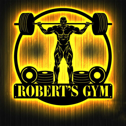 Personalized Weightlifting Fitness Metal Sign with LED Light