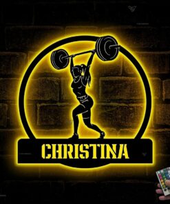 Personalized Female Fitness Home Gym Sign with LED Light