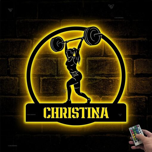 Personalized Female Fitness Home Gym Sign with LED Light