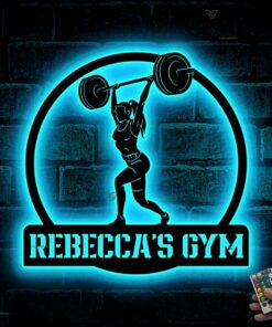 Personalized Female Fitness Home Gym Sign with LED Light