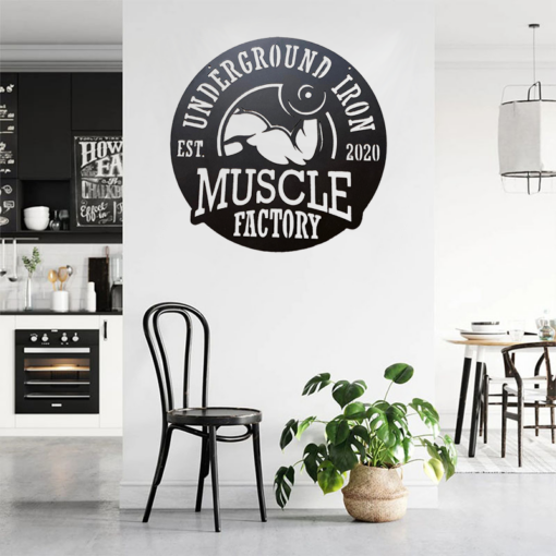 Personalized Name Muscle Metal Gym Sign Gift for Him