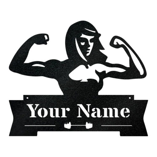 Personalized Gym Lady Fitness Monogram Metal Sign