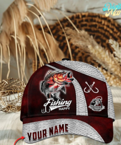 Personalized Fishing Classic Red Cap Gift For Fisherman On Fathers Day Birthday